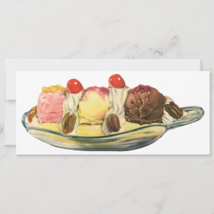 Alte Lebensmittel-Desserts, Bananensplit-Kirschen