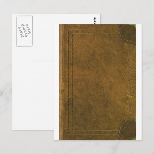 Alte Lederbuchseite Postkarte (Vorne/Hinten)