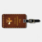 Alte Lederdecke mit goldener Fleur-de-Lys - Gepäckanhänger (Vorderseite horizontal)