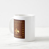 Alte Lederdecke mit goldener Fleur-de-Lys - Kaffeetasse (Vorderseite Links)