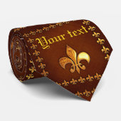 Alte Lederdecke mit goldener Fleur-de-Lys - Krawatte (Gerollt)