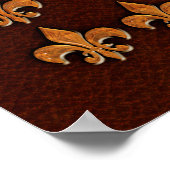 Alte Lederdecke mit goldener Fleur-de-Lys - Poster (Ecke)