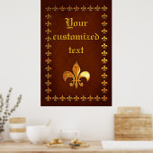 Alte Lederdecke mit goldener Fleur-de-Lys - Poster (Küche)