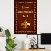 Alte Lederdecke mit goldener Fleur-de-Lys - Poster (Heimbüro)