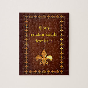 Alte Lederdecke mit goldener Fleur-de-Lys - Puzzle