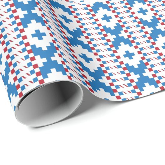 Alte lettische Schilder blau, rot, weiß Geschenkpapier (Rolleneckpunkt)