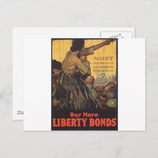Alte "Liberty Bonds" US War Poster c. 1918 Postkarte (Vorne/Hinten)