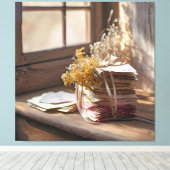 Alte Liebe mit Band getippte Buchstaben Leinwanddruck (Insitu (Holzboden))