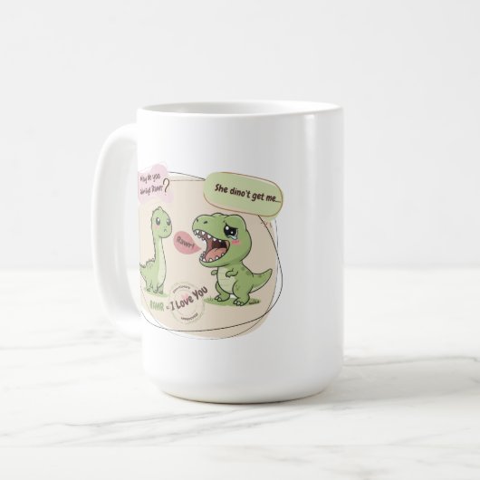 Alte Liebessprache. 🦖☕✨ Kaffeetasse (Vorderseite Links)