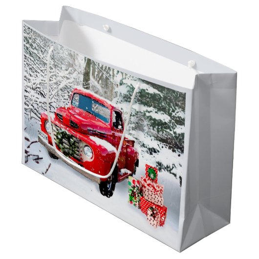Alte LKW-Ferien Große Geschenktüte (Vorderseite Schrägansicht)