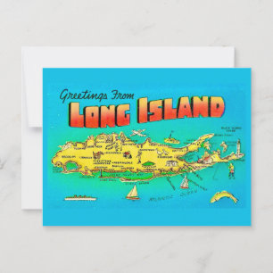 Alte Long Island Illustrierte Karte Postkarte