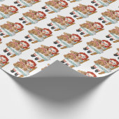 alte Lumpenpuppe mit Teddybär Geschenkpapier (Ecke)