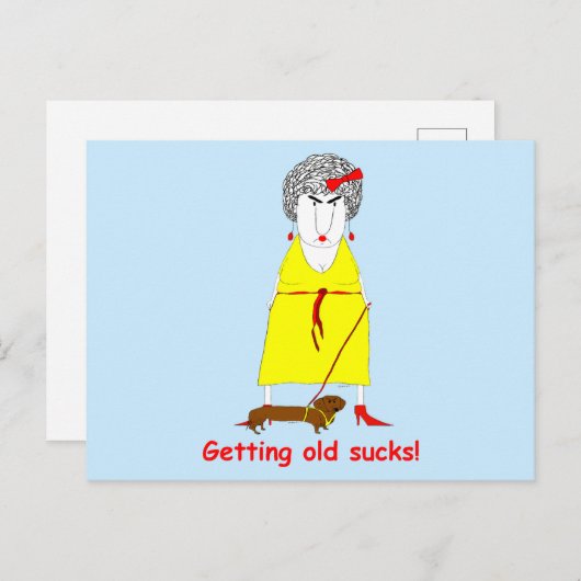 Alte lustige Crabby Alte Frau Postkarte (Vorne/Hinten)