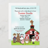 Alte MacDonald EIEIO Bauernhofbarnyard-Babyparty Einladung (Vorne/Hinten)