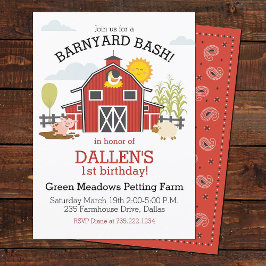 Alte Macdonald Farm Barnyard 1. Geburtstag Party Einladung