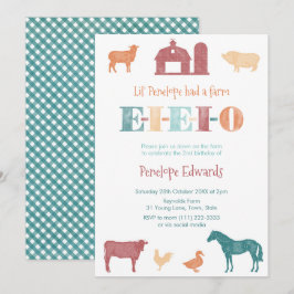 Alte MacDonald Geburtstagsparty, Bauernhof-Zoo Einladung