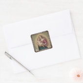 Alte Madonna mit Kind  Quadratischer Aufkleber (Umschlag)