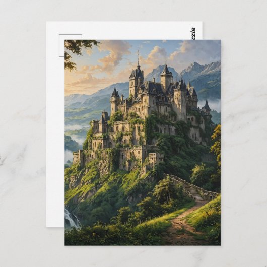 Alte majestätische Burg Postkarte (Vorne/Hinten)