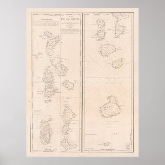 Alte Malediven Inseln Karte (1841) Vintag Maledive Poster (Vorne)