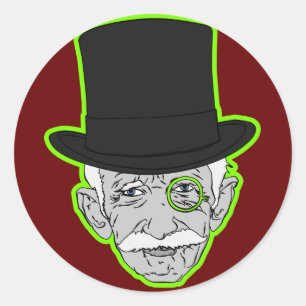 Alte Mann Monopoly Runder Aufkleber
