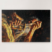 Alte Mann Sanduhr Zeit entgleitet Impasto Puzzle (Horizontal)