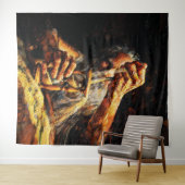 Alte Mann Sanduhr Zeit verrinnt Impasto Wandteppich (Beispiel (Horizontal))
