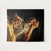 Alte Mann Sanduhr Zeit verrinnt Impasto Wandteppich (Vorderseite (Horizontal))