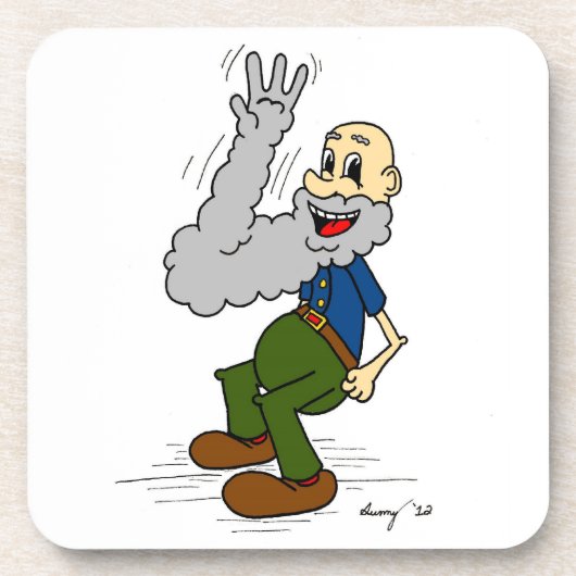 Alte Mann Waving Bart Untersetzer - Set von 6 Jahr (Vorderseite)