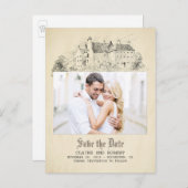 Alte Märchenburg Foto Save the Date Ankündigungspostkarte (Vorne/Hinten)