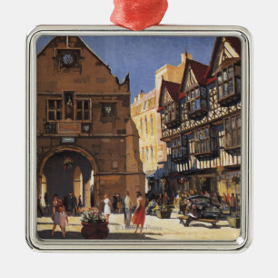 Alte Markt-Hall-Ansicht-britisches Silbernes Ornament