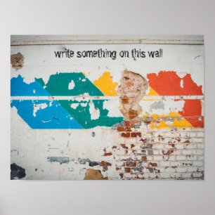 Alte Mauer mit Graffiti Poster
