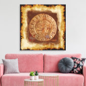 Alte Maya Carved Metal Art Disk Wrapped Canvas Leinwanddruck (Insitu (Wohnzimmer))