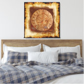 Alte Maya Carved Metal Art Disk Wrapped Canvas Leinwanddruck (Insitu (Schlafzimmer))