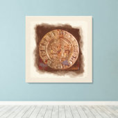 Alte Maya Carved Metal Art Disk Wrapped Canvas Leinwanddruck (Insitu (Holzboden))