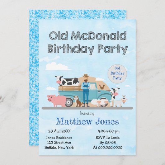 Alte McDonald Farm Geburtstagspartei (Vorne/Hinten)