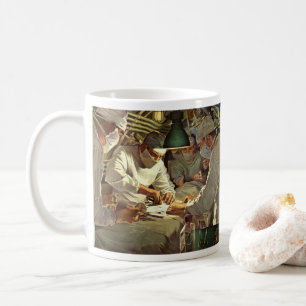 Alte Medizin, Ärzte führen Operation im Notfall du Kaffeetasse