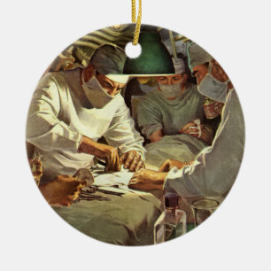 Alte Medizin, Ärzte führen Operation im Notfallrau Keramik Ornament