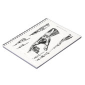 Alte medizinische Kunstmuskeln der Hand und des Ha Notizblock (Linke Seite)