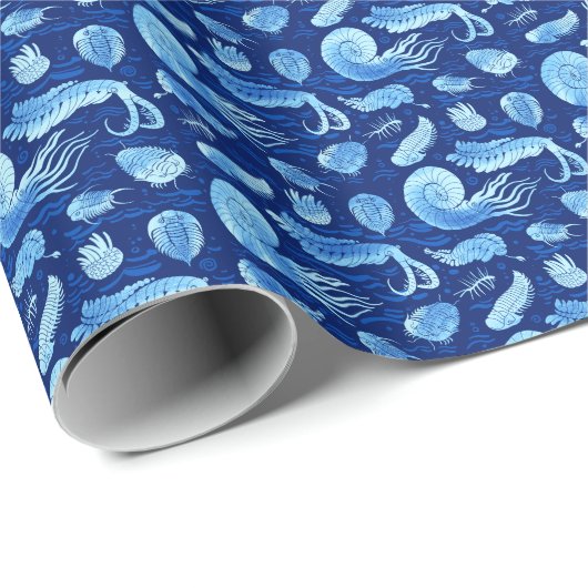 Alte Meerestiere: Trilobiten, Anomalocaris.. Geschenkpapier (Rolleneckpunkt)