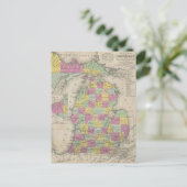 Alte Michigan-Karte (1853) Postkarte (Stehend Vorderseite)