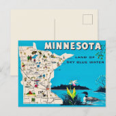 Alte Minnesota Karte Postkarte (Vorne/Hinten)