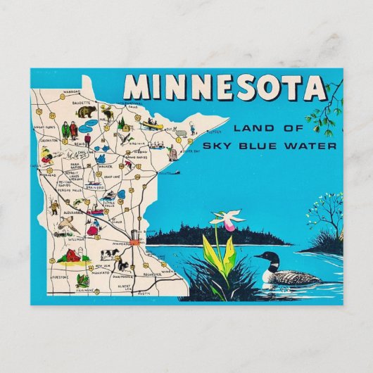 Alte Minnesota Karte Postkarte (Vorderseite)