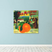 Alte Mission Orange LabelFullerton, CA Leinwanddruck (Insitu (Holzboden))