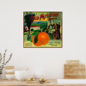 Alte Mission Orange LabelFullerton, CA Poster (Küche)