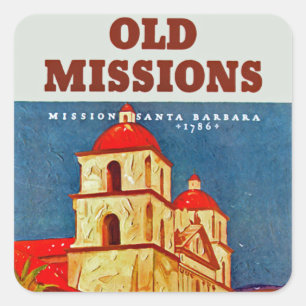 Alte Missionen ~ Santa Barbara Quadratischer Aufkleber