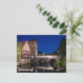 Alte mittelalterliche Brücke am Abend in Nürnberg Postkarte (Stehend Vorderseite)