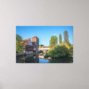 Alte mittelalterliche Brücke in Nürnberg, Deutschl Leinwanddruck