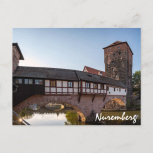 Alte mittelalterliche Brücke in Nürnberg, Deutschl Postkarte