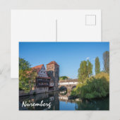 Alte mittelalterliche Brücke in Nürnberg, Deutschl Postkarte (Vorne/Hinten)