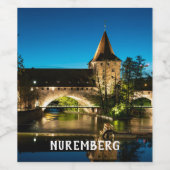 Alte mittelalterliche Brücke in Nürnberg Weinetikett (Einzelnes Label)